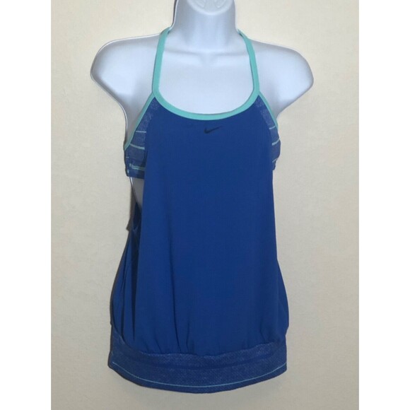 Nike Tops - Nike Sports Bra Womens S/P Blue /Green trim Attached Cover Elastic Hem Maternity